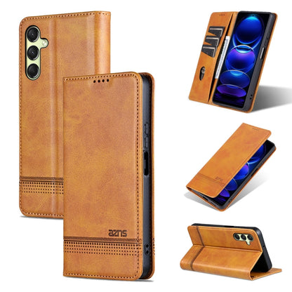 For Samsung Galaxy A16 5G AZNS Magnetic Calf Texture Flip Leather Phone Case(Light Brown)