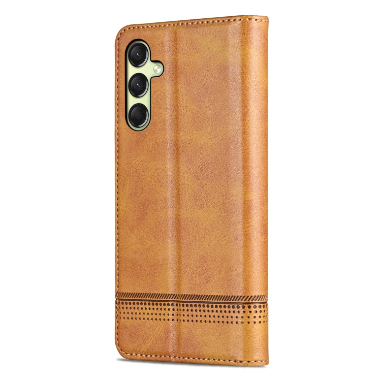 For Samsung Galaxy A16 5G AZNS Magnetic Calf Texture Flip Leather Phone Case(Light Brown)