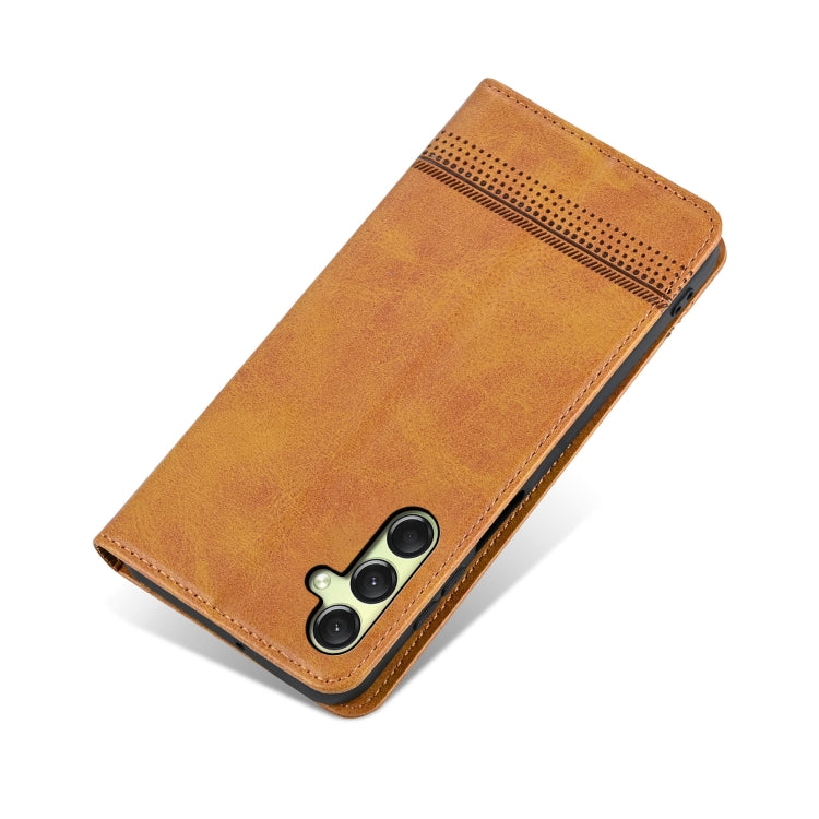 For Samsung Galaxy A16 5G AZNS Magnetic Calf Texture Flip Leather Phone Case(Light Brown)