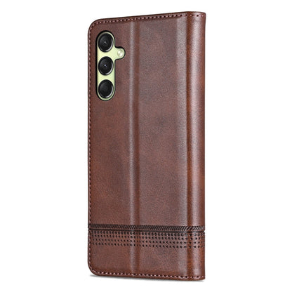 Pour Samsung Galaxy A16 5G AZNS Étui de téléphone en cuir à rabat à texture de veau magnétique (marron foncé)