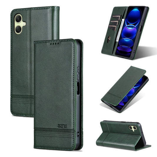 For Samsung Galaxy A06 4G AZNS Magnetic Calf Texture Flip Leather Phone Case(Dark Green)