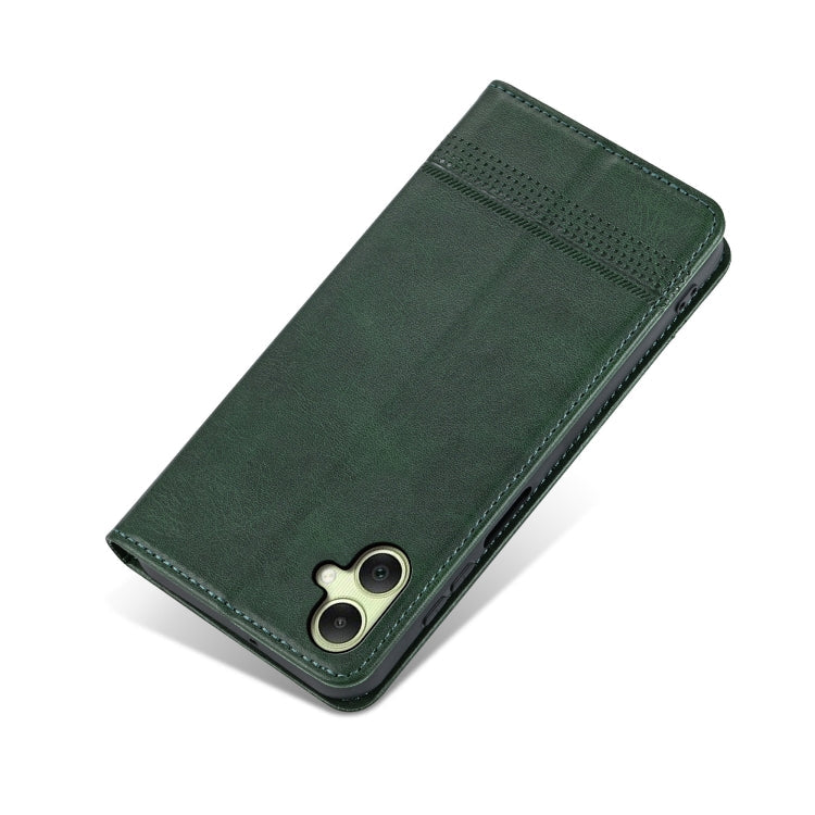 For Samsung Galaxy A06 4G AZNS Magnetic Calf Texture Flip Leather Phone Case(Dark Green)