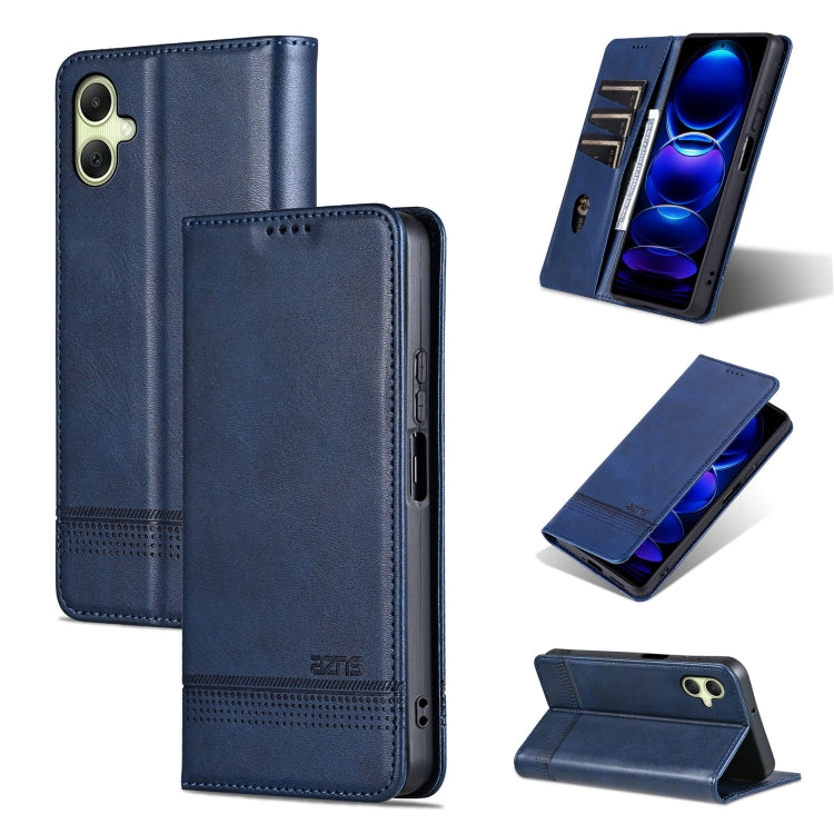 For Samsung Galaxy A06 4G AZNS Magnetic Calf Texture Flip Leather Phone Case(Dark Blue)