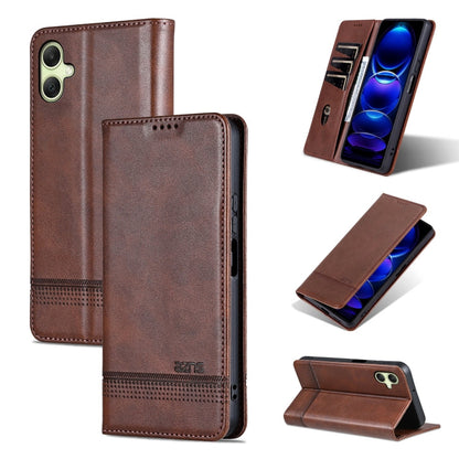 For Samsung Galaxy A06 4G AZNS Magnetic Calf Texture Flip Leather Phone Case(Dark Brown)