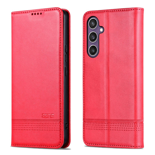 Pour étui de téléphone en cuir à rabat texturé veau magnétique AZNS pour Samsung Galaxy A36 5G (rouge)