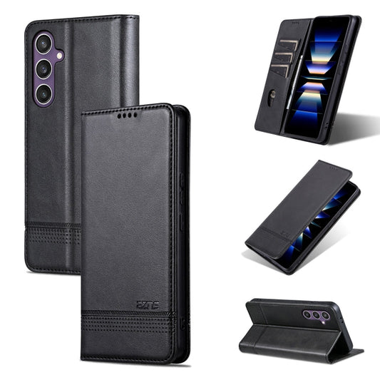 For Samsung Galaxy A36 5G AZNS Magnetic Calf Texture Flip Leather Phone Case(Black)