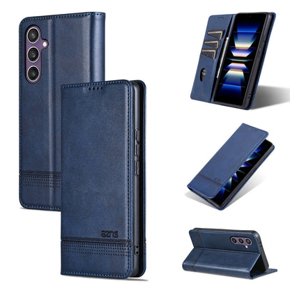 For Samsung Galaxy A36 5G AZNS Magnetic Calf Texture Flip Leather Phone Case(Dark Blue)
