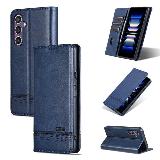 For Samsung Galaxy A36 5G AZNS Magnetic Calf Texture Flip Leather Phone Case(Dark Blue)