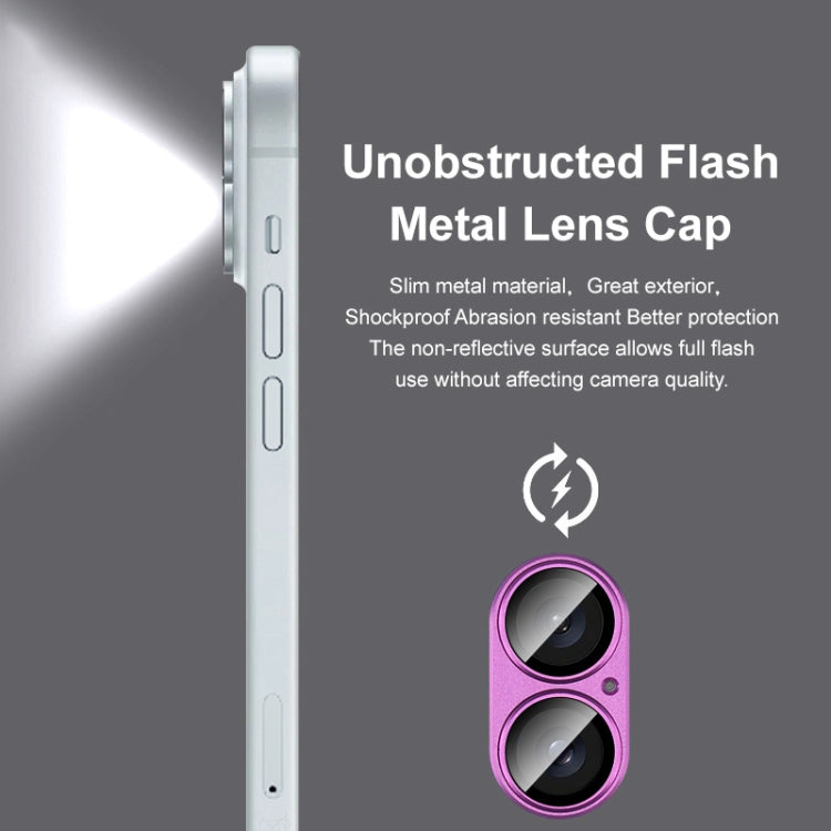 For iPhone 16 / 16 Plus IMAK Metal Armor Premium Camera Protector Film(Pink)