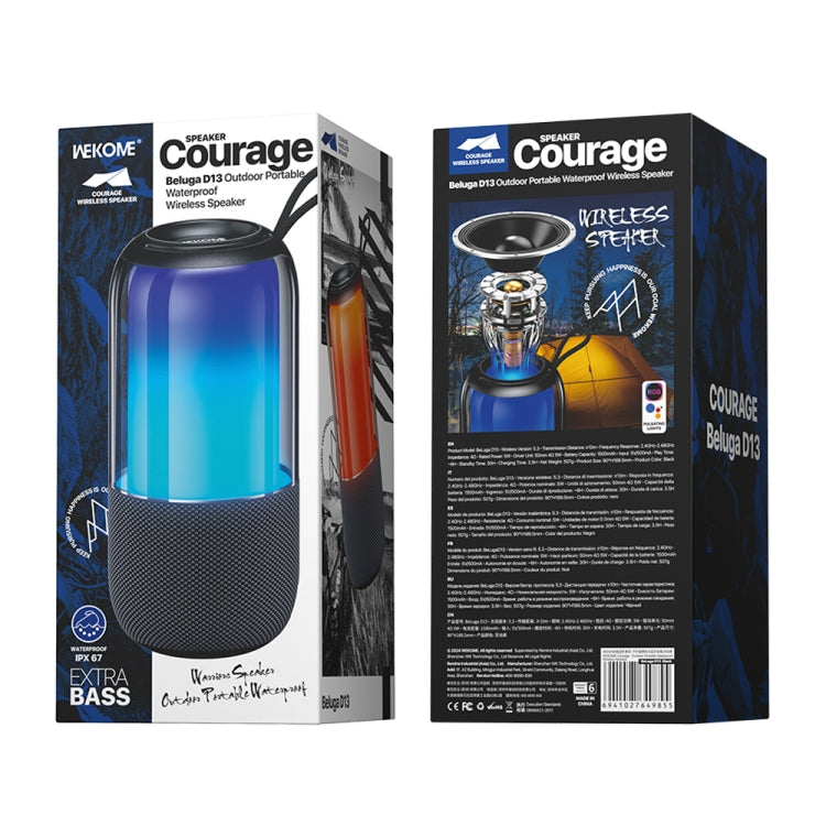WK Beluga D13 Outdoor Waterproof Portable Bluetooth Speaker(Black)