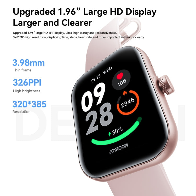 Montre intelligente JOYROOM JR-FT5 Plus Fit-life Series, écran de 1,96 pouce, prise en charge des appels Bluetooth / fréquence cardiaque (Or rose)
