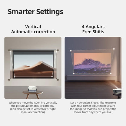 AUN A004 Pro 1920 x 1080P 9000Lumen Android 9.0 Portable LCD Projector, US Plug(White)