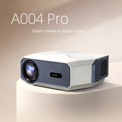AUN A004 Pro 1920 x 1080P 9000Lumen Android 9.0 Portable LCD Projector, US Plug(White)