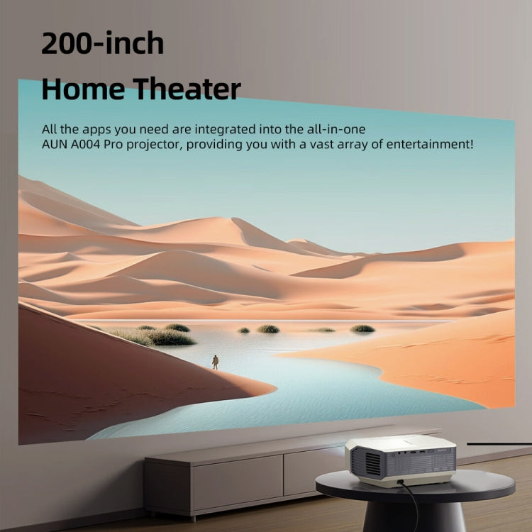 AUN A004 Pro 1920 x 1080P 9000Lumen Android 9.0 Portable LCD Projector, US Plug(White)