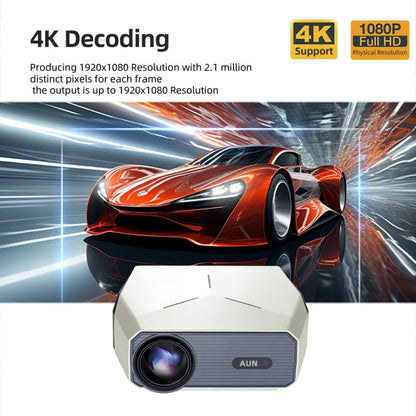 AUN A004 Pro 1920 x 1080P 9000Lumen Android 9.0 Portable LCD Projector, US Plug(White)