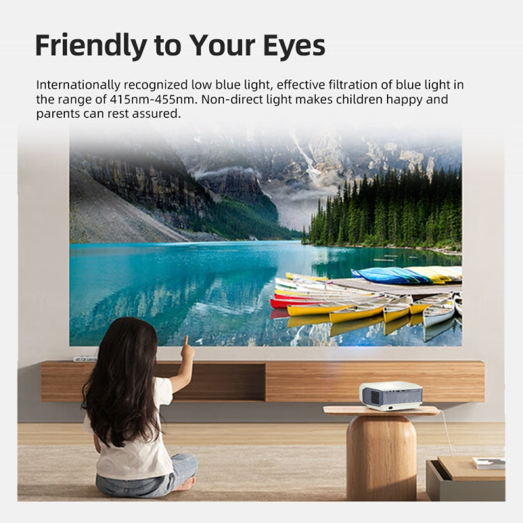 AUN A004 Pro 1920 x 1080P 9000Lumen Android 9.0 Portable LCD Projector, US Plug(White)