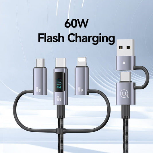 Câble de charge rapide à affichage numérique 6 en 1 60W USAMS, longueur : 1,2 m (gris titane)