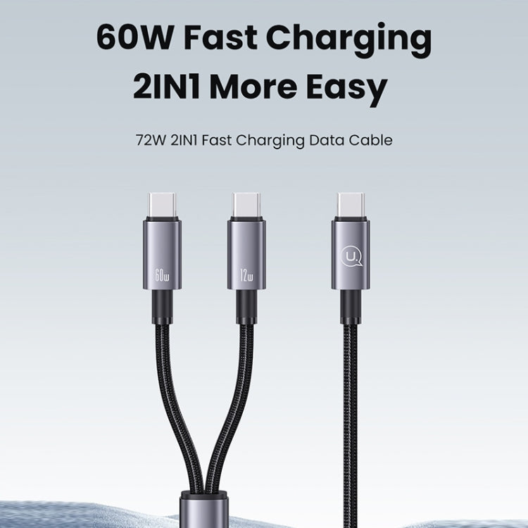 USAMS SJ740 1.2m 72W 2 in 1 Type-C Fast Charging Cable(Titanium Gray)