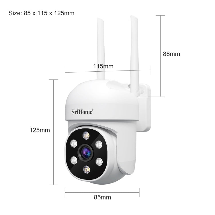 SriHome SH061 2MP 2.4G WiFi AI Humanoid Tracking Infrared Night Vision Camera(US Plug)