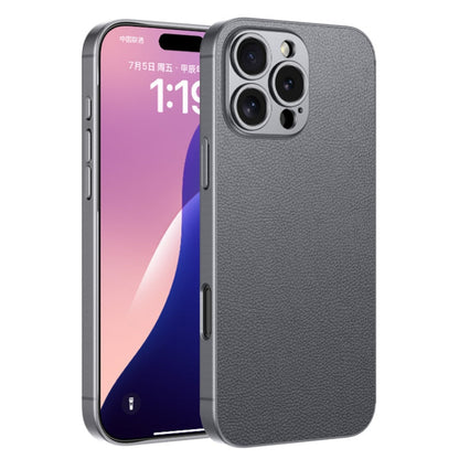 Pour iPhone 16 Pro Max Étui de téléphone à couverture complète en cuir GKK Metal Paint Skin Feel (Gris Montagne)