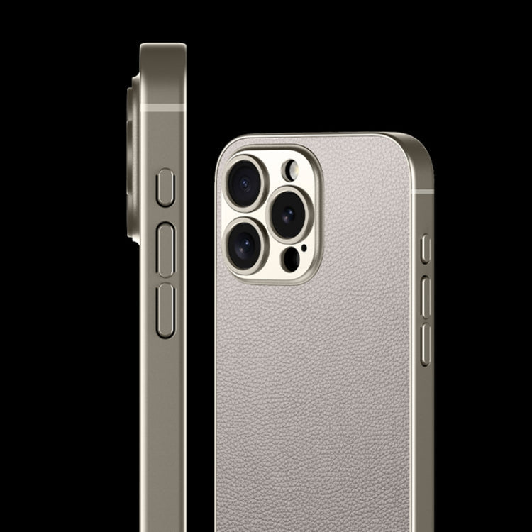 Pour iPhone 16 Pro GKK Métal Peinture Sensation Cuir Étui de Téléphone à Couverture Complète (Gris Titane)