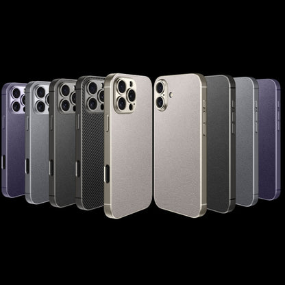 For iPhone 16 Plus GKK Metal Paint Skin Feel Leather Full Coverage Phone Case(Carbon Fibre)