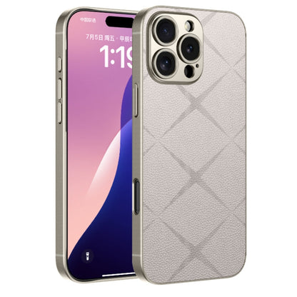 Pour iPhone 16 Pro Max Étui de Téléphone à Couverture Complète en Cuir GKK Asterism Metal Paint Skin Feel (Gris Titane)