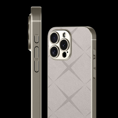 Pour iPhone 16 Pro Max Étui de Téléphone à Couverture Complète en Cuir GKK Asterism Metal Paint Skin Feel (Gris Titane)