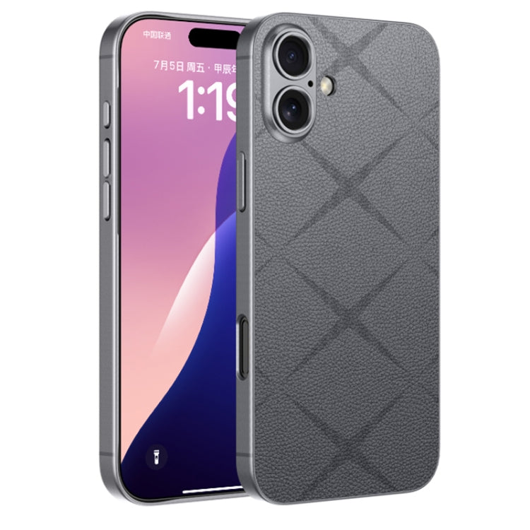 Pour iPhone 16 Plus Étui de téléphone GKK Asterism Metal Paint Skin Feel Leather Full Coverage (Gris Montagne)