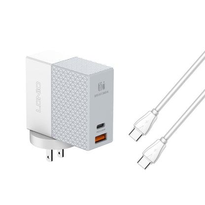 LDNIO A2620C PD3.0 65W USB Power Adapter Travel Charger with Type-C to Type-C Cable, US Plug