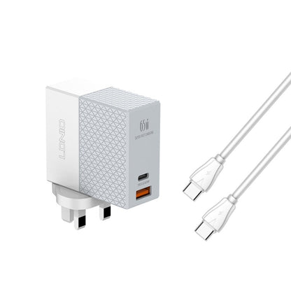 Chargeur de voyage USB LDNIO A2620C PD3.0 65W avec câble Type-C vers Type-C, prise britannique