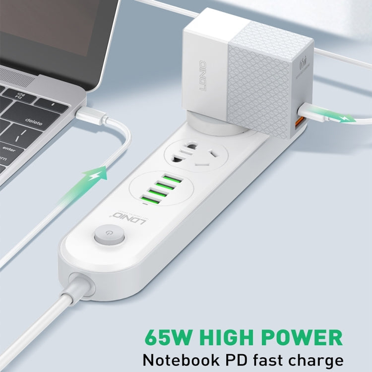 Chargeur de voyage USB LDNIO A2620C PD3.0 65W avec câble Type-C vers Type-C, prise britannique