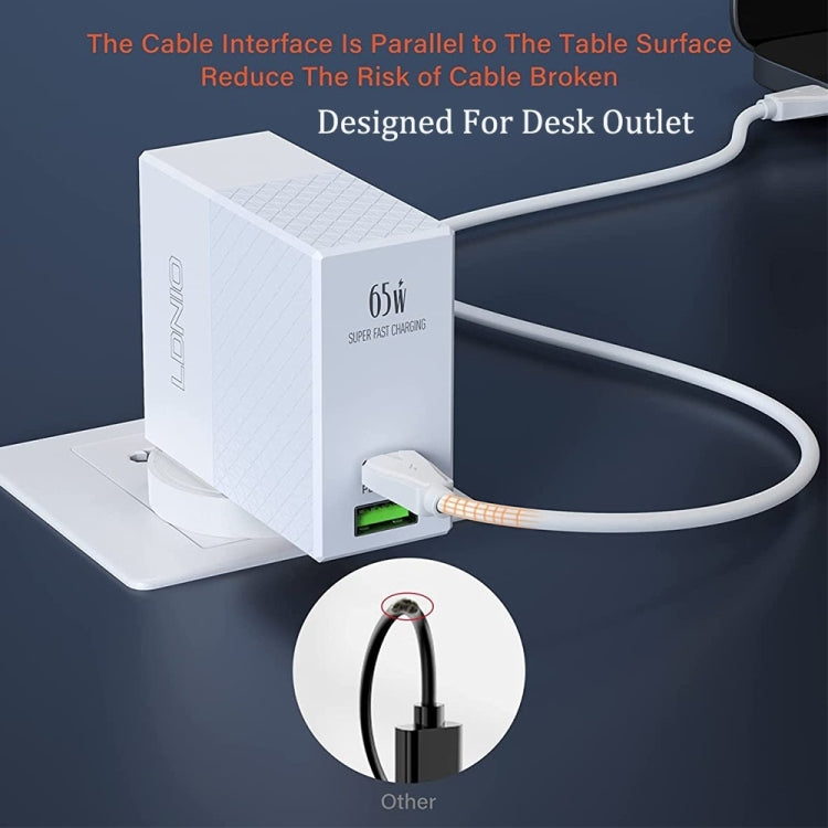 Chargeur de voyage USB LDNIO A2620C PD3.0 65W avec câble Type-C vers Type-C, prise britannique