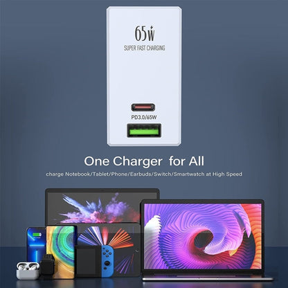 Chargeur de voyage USB LDNIO A2620C PD3.0 65W avec câble Type-C vers Type-C, prise britannique