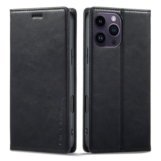 For iPhone 16 Pro Max LC.IMEEKE RFID Anti-theft Leather Phone Case(Black)
