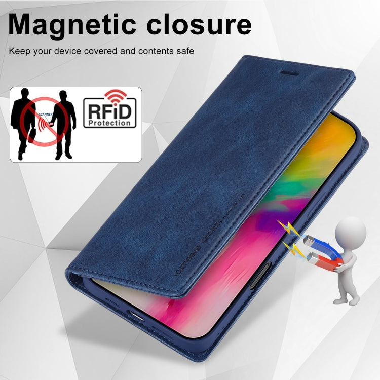 For iPhone 16 Pro Max LC.IMEEKE RFID Anti-theft Leather Phone Case(Blue)
