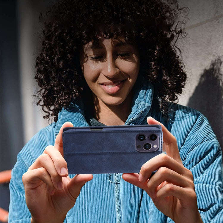 For iPhone 16 Pro Max LC.IMEEKE RFID Anti-theft Leather Phone Case(Blue)