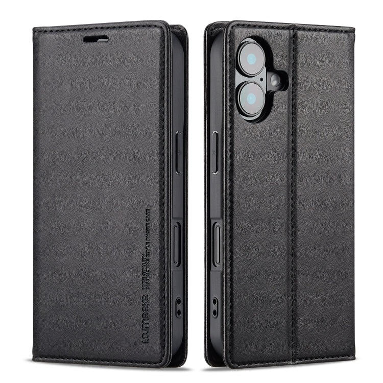 Pour iPhone 16 Plus LC.IMEEKE Étui en cuir avec protection RFID (Noir)