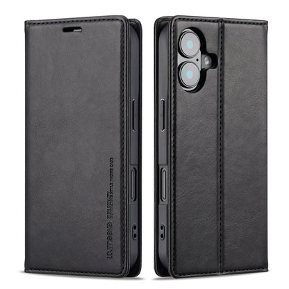 Pour iPhone 16 Plus LC.IMEEKE Étui en cuir avec protection RFID (Noir)