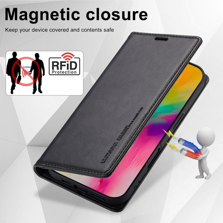 Pour iPhone 16 Plus LC.IMEEKE Étui en cuir avec protection RFID (Noir)