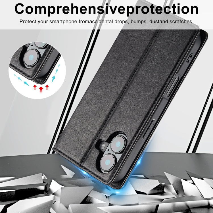 Pour iPhone 16 Plus LC.IMEEKE Étui en cuir avec protection RFID (Noir)