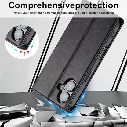 Pour iPhone 16 Plus LC.IMEEKE Étui en cuir avec protection RFID (Noir)