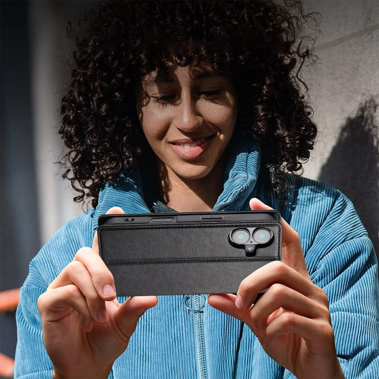 Pour iPhone 16 Plus LC.IMEEKE Étui en cuir avec protection RFID (Noir)