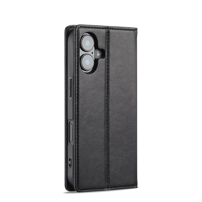 For iPhone 16 LC.IMEEKE RFID Anti-theft Leather Phone Case(Black)