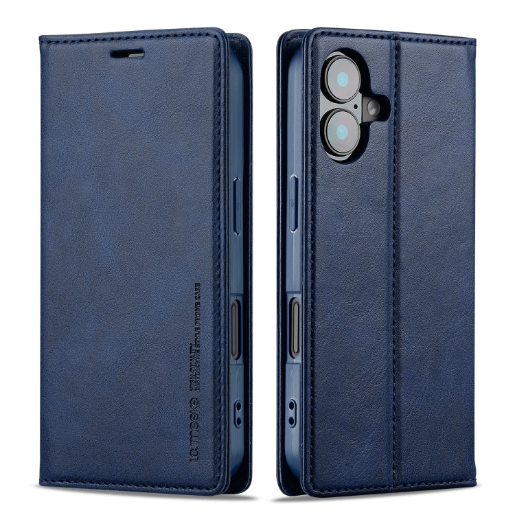 Pour iPhone 16 LC.IMEEKE Étui de téléphone en cuir anti-vol RFID (Bleu)