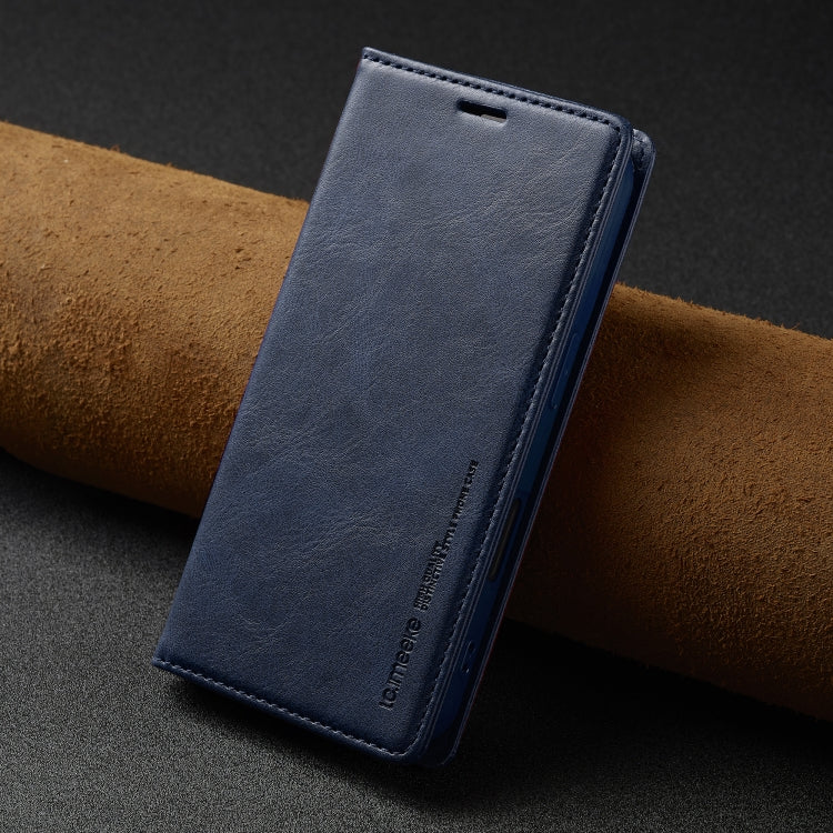 Pour iPhone 16 LC.IMEEKE Étui de téléphone en cuir anti-vol RFID (Bleu)