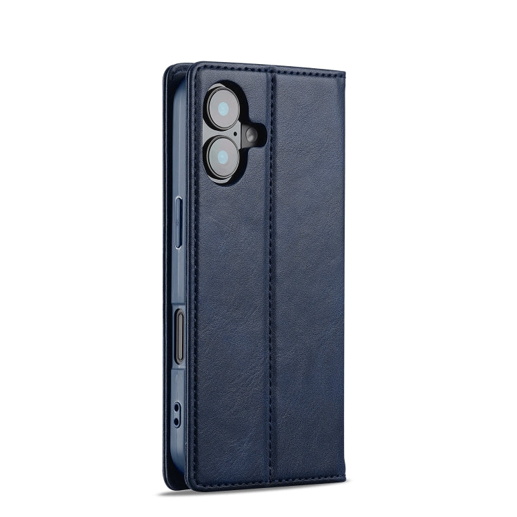 Pour iPhone 16 LC.IMEEKE Étui de téléphone en cuir anti-vol RFID (Bleu)