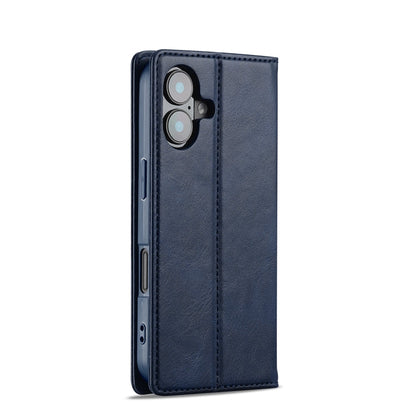 Pour iPhone 16 LC.IMEEKE Étui de téléphone en cuir anti-vol RFID (Bleu)