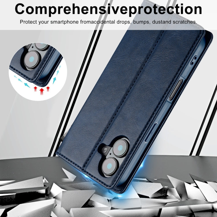 Pour iPhone 16 LC.IMEEKE Étui de téléphone en cuir anti-vol RFID (Bleu)