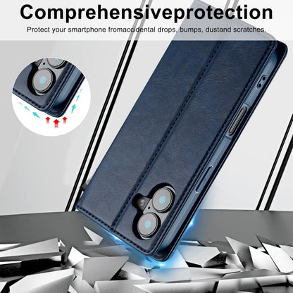 Pour iPhone 16 LC.IMEEKE Étui de téléphone en cuir anti-vol RFID (Bleu)